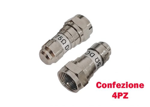 Connettori terminali antenna di linea tipo F confezione 4 pezzi