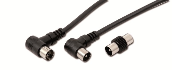 Cavo di antenna 1 spina + 1 presa a 90 gradi iec 9,5 mm - l. 2mt