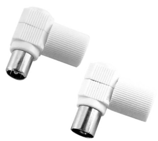 Spina e presa antenna angolate 90 gradi coassiale IEC 95 mm