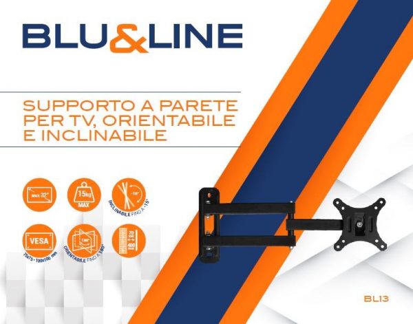 BL13 Supporto Staffa doppio braccio a parete per TV Blu&Line BL13 fino a 32 pollici