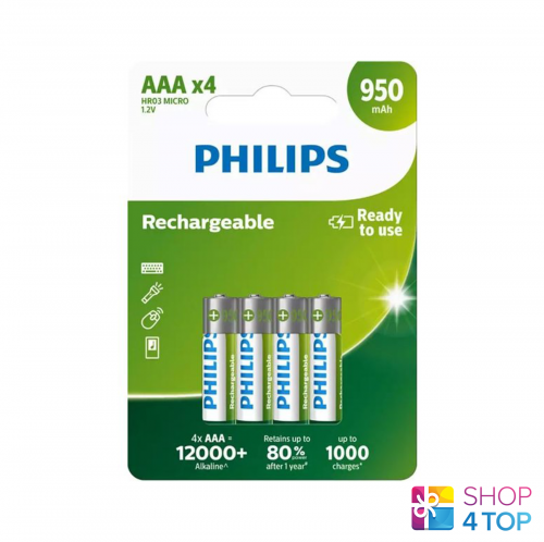 63449 4x Batterie ricaricabili tipo AAA 950 mAh Philips