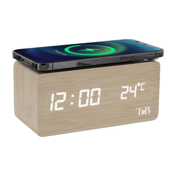 CLOCKCH5W Sveglia 3 allarmi temperatura ricarica Wireless