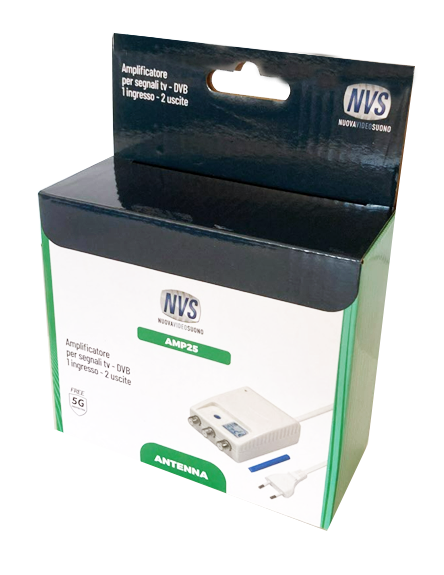 AMP25 Amplificatore da interno per antenna TV 2 uscite