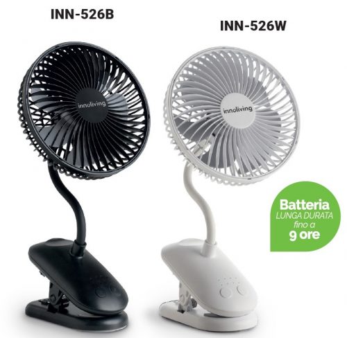 INN-526W Ventilatore portatile ricaricabile USB con clip Bianco