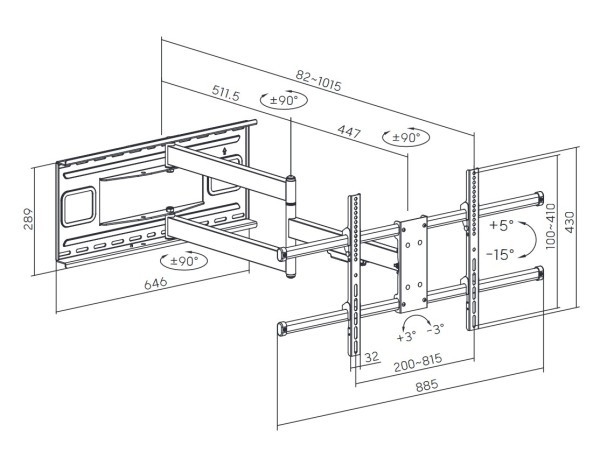 LCD126 Supporto Heavy Duty orientabile e inclinabile per grandi TV sino a 80"