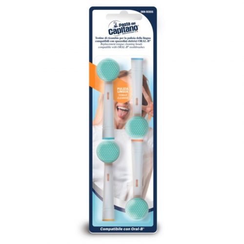 INN-90806 4 TESTINE DI RICAMBIO PER PULIZIA DELLA LINGUA COMPATIBILI CON SPAZZOLINI ELETTRICI ORAL-B