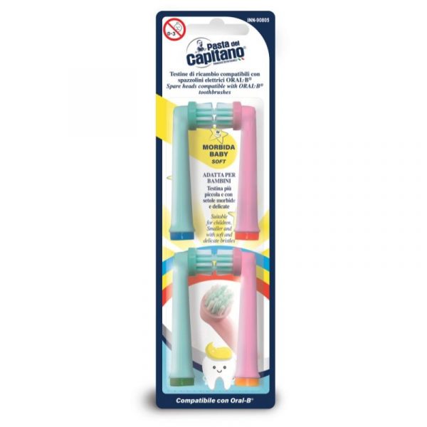 INN-90805 4 TESTINE DI RICAMBIO ADATTE PER BAMBINI COMPATIBILI CON SPAZZOLINI ELETTRICI ORAL-B