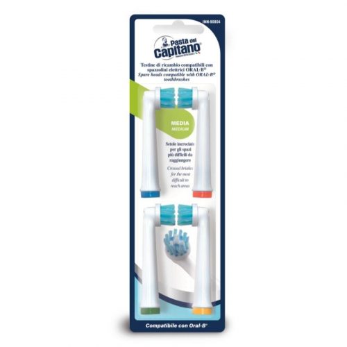 INN-90804 4 TESTINE DI RICAMBIO SETOLE INCROCIATE COMPATIBILI CON SPAZZOLINI ELETTRICI ORAL-B