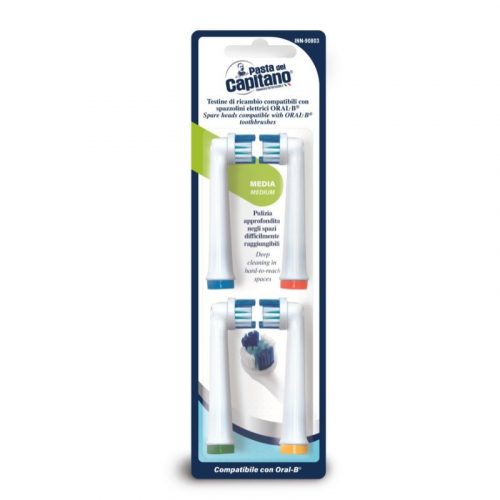INN-90803 4 TESTINE DI RICAMBIO PER PULIZIA APPROFONDITA COMPATIBILI CON SPAZZOLINI ELETTRICI ORAL-B