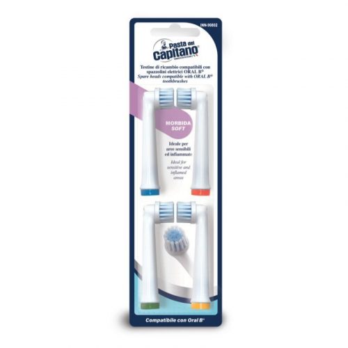 INN-90802 4 TESTINE DI RICAMBIO PER AREE SENSIBILI COMPATIBILI CON SPAZZOLINI ELETTRICI ORAL-B