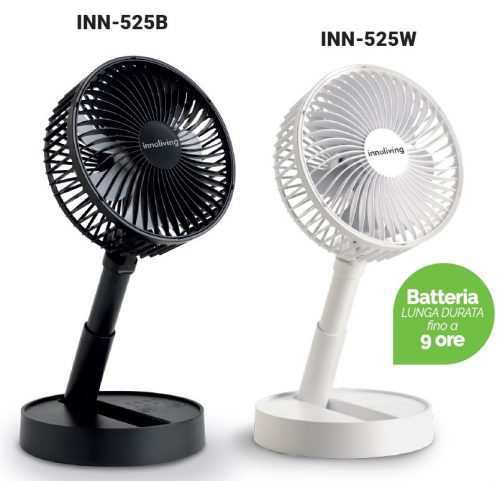 INN-525W VENTILATORE PIEGHEVOLE RICARICABILE 19 CM BIANCO