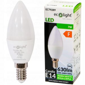 EC79289 Lampada led candela E14 7W Luce calda 3000 Lumen 630 Dim 37x100