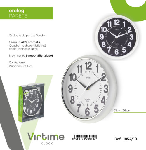 1854-10 1854/10 OROLOGIO PARETE CM. 26 CORNICE CROMATA