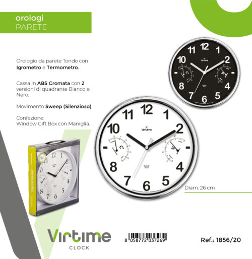 1856-20 1856/20 OROLOGIO PARETE CM.26 CON IGROMETRO E TERMOMETRO